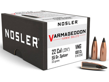 Nosler 17240 Varmageddon 22Cal 55gr Flat Base Tipped 100/Box