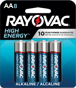 Rayovac 8158T03 AA Batteries  1.5 Volts Alkaline 2,700 mAh Pkg of 8                                                                                                                                     