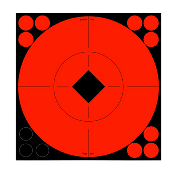Birchwood Casey 33916 Target Spots  Self-Adhesive Paper Black/Red 8" Bullseye 8 Pack                                                                                                                    