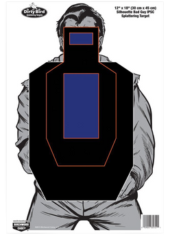 Birchwood Casey 35721 Dirty Bird Bad Guy IPSC Silhouette Tagboard Hanging Pistol 12" x 18" Black/Blue/White 100 Per Pkg                                                                                 
