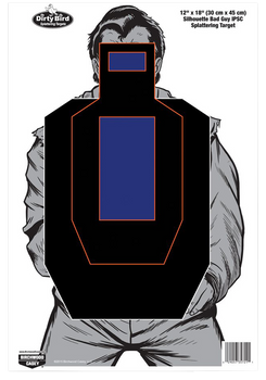 Birchwood Casey 35721 Dirty Bird Bad Guy IPSC Silhouette Tagboard Hanging Pistol 12" x 18" Black/Blue/White 100 Per Pkg                                                                                 
