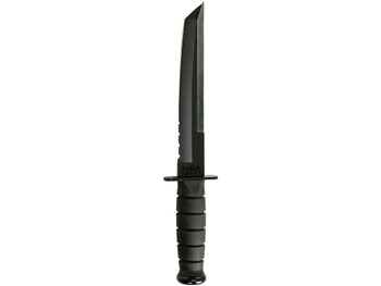 Ka-Bar 1245 Tanto 8" Fixed Tanto Part Serrated Black 1095 Cro-Van Blade, Black Kraton G Handle, Includes Sheath