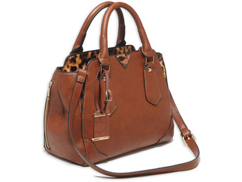 Bulldog BDP024 Satchel Purse w/Holster Chestnut Leather for Small Autos & Revolvers Ambidextrous Hand