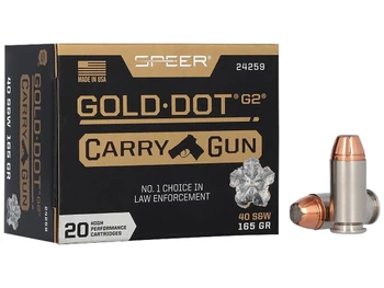 Speer 24259 Gold Dot Carry Gun 40S&W 165gr Hollow Point 20 Per Box/10 Case