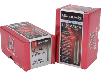 Hornady 30713 ELD Match 30 Cal .308 178 gr Extremely Low Drag Match 100 Per Box/ 15 Case