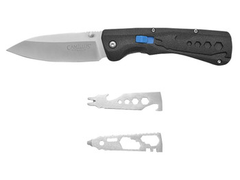 Camillus 19368 Inject 3.25" Folding Drop Point Silver Carbonitride Titanium D2 Steel Blade, Black Textured Carbon Fiber Handle