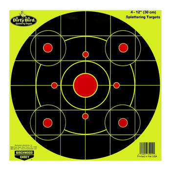 Birchwood Casey 35912 Dirty Bird Sight-In Circle Paper Hanging Pistol/Rifle 12" Black/Red 4 Per Pkg                                                                                                     