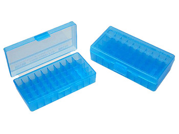 MTM Case-Gard P504524 Ammo Box Flip-Top Multi Caliber Handgun Clear Blue Polypropylene 50rd