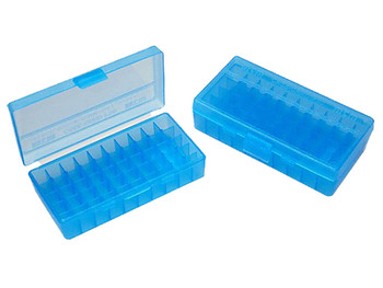 MTM Case-Gard P504524 Ammo Box Flip-Top Multi Caliber Handgun Clear Blue Polypropylene 50rd