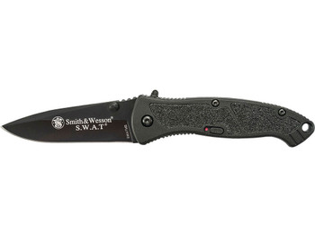 Smith & Wesson Knives SWATMBCP S.W.A.T. 3.20" Folding Plain Black 4034 SS Blade Black Aluminum Handle Includes Pocket Clip