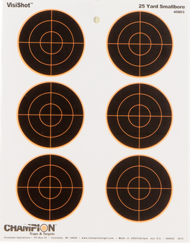 Champion Targets 45803 VisiShot  Bullseye Paper Hanging 25 yds Small Bore Rifle 8.50" x 11" Black/White 10 Pack                                                                                         
