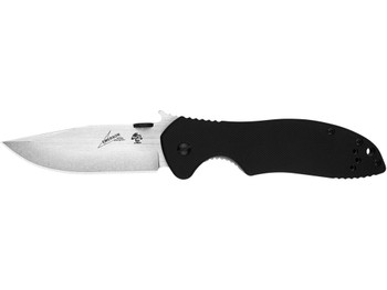 Kershaw 6034T CQC 7K 3.25" Folding American Tanto Plain Satin/Stonewashed 8Cr14MoV SS Blade Bead Blasted/Black G10/SS Handle Includes Pocket Clip
