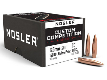 Nosler 26725 Custom Competition 6.5Creedmoor 140gr Hollow Point Boat Tail 100/Box