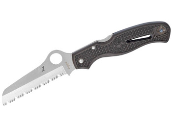 Spyderco C89SBK Atlantic Salt 3.69" Folding Sheepsfoot Serrated H1 Steel Blade Black Molded FRN Handle Includes Pocket Clip