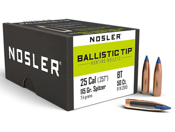 Nosler 25115 Ballistic Tip 25Cal 115gr Spitzer Point 50/Box