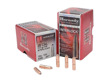Hornady 2550 InterLock 25 Cal .257 117 gr Round Nose 100 Per Box/ 25 Case