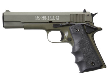 Chiappa Firearms 401121 1911-22 22 LR 10+1 5" OD Green Serrated Steel Slide & Beavertail Frame, Black Hogue Rubber w/Finger Grooves Grip