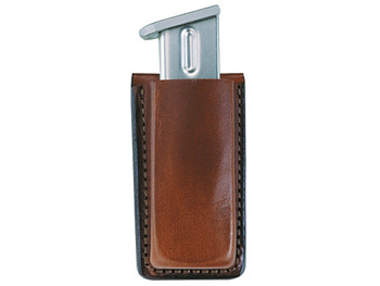 Bianchi 10739 Open Top Mag Pouch Single Tan Leather Belt Clip Compatible w/ 9mm/40 Belts 1.75" Wide