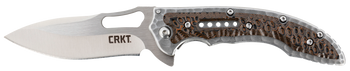 CRKT 5460 Fossil  Compact 3.41" Folding Drop Point Plain Satin 8Cr13MoV SS Blade, Brown G10/SS Handle, Includes Pocket Clip                                                                             