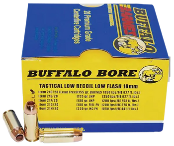 Buffalo Bore Ammunition 21D20 Buffalo-Barnes Strictly Business 10mmAuto 155gr Barnes TAC-XP Lead Free 20 Per Box/12 Case                                                                                