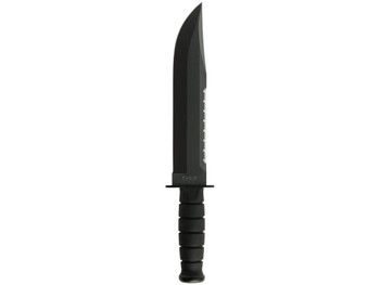 Ka-Bar 2211 Big Brother 9.38" Fixed Top Serrated/Bottom Straight Plain Black 1095 Cro-Van Blade, Black Kraton G Handle, Includes Sheath