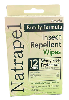 Natrapel 00066095 Repellent Wipes  Repels Ticks & Biting Insects Effective Up to 12 hrs 12/Box                                                                                                          