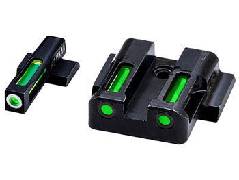 HiViz MPSN321 LiteWave H3 Sight Set for S&W Shield Green Tritium White Outline Front Sight-Green Fiber Optic Rear Sight