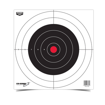 Birchwood Casey 37013 EZE-Scorer  12" Bullseye Paper Hanging Pistol/Rifle Black/Red 13 Per Pkg                                                                                                          