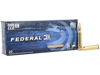 Federal 223A Power-Shok 223Rem 55gr Jacketed Soft Point 20 Per Box/10 Case