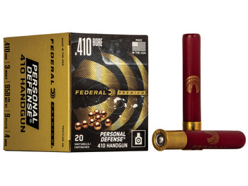 Federal PD413JGE4B Premium Personal Defense 410Gauge 3" 9Pellets 4BuckShot 20 Per Box/10 Case