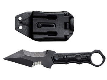 Civivi Knives C20037B-1 Orthrus 3.76" Fixed Karambit/Straight Black Stonewashed Nitro-V Steel Blade, 4.30" Black w/Finger Ring G10 Handle