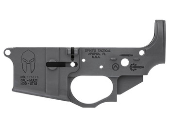 Spikes STLS021 Spartan Stripped Lower Receiver Multi-Caliber 7075-T6 Aluminum Black Anodized for AR-15
