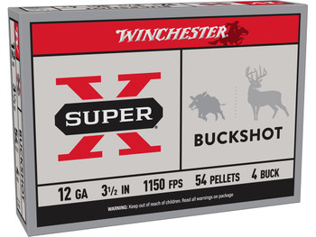 Winchester Ammo XB12L4 Super X 12Gauge 3.50" 54Pellets 4Buck Shot 5 Per Box/50 Case