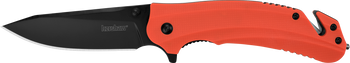 Kershaw 8650 Barricade  3.50" Folding Drop Point Plain Black Oxide 8Cr13MoV SS Blade Orange Glass-Filled Nylon Handle Features Glass Breaker Includes Pocket Clip                                       