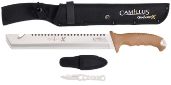 Camillus 19236-003 Carnivore  12" Silver Ti Bonded 440 SS Blade, Brown ABS Handle, 18" Long  Includes Sheath                                                                                            