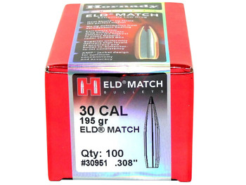 Hornady 30951 ELD Match 30 Cal .308 195 gr Extremely Low Drag Match 100 Per Box/ 15 Case