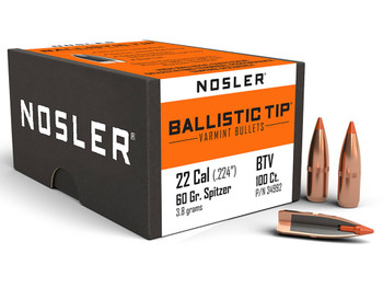 Nosler 34992 Ballistic Tip 22Cal 60gr Spitzer 100/Box