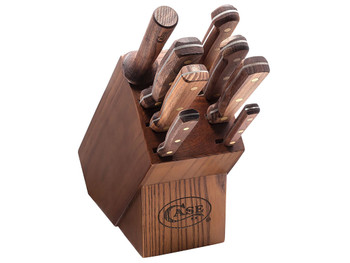 Case 10249 Household Cutlery Set Plain/Serrated Satin Tru-Sharp SS Blade Walnut Handle 9 Piece