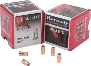 Hornady 2510 Traditional Varmint 25 Cal .257 60 gr Flat Point 100 Per Box/ 40 Case                                                                                                                      
