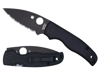 Spyderco C229GSBK Shaman 3.58" Folding Serrated Black DLC CPM S30V SS Blade/Black Textured G10 Handle Includes Pocket Clip