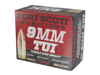 Fort Scott Munitions 9MM115SCV Tumble Upon Impact (TUI) 9mmLuger 115gr Solid Copper Spun 20 Per Box/25 Case
