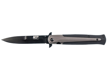 Smith & Wesson Knives 1085899 M&P Tactical Stiletto 4" Folding Spear Point Plain Stainless Steel Blade FRN Black/FDE Includes Pocket Clip