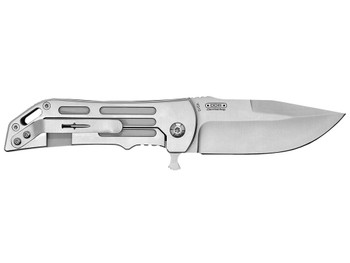 Camillus 19643 Dominator II 3" Folding Drop Point Plain Titanium Bonded 420 Stainless Steel Blade, Silver Carbon Fiber/SS Handle