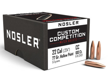 Nosler 22421 Custom Competition 22Cal 77gr Hollow Point Boat Tail 100/Box