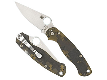Spyderco C81GPCMO2 Para Military 2 3.45" Folding Drop Point Plain CPM S45VN SS Blade Camo G10 Handle Includes Pocket Clip
