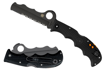 Spyderco C79PSYL Assist Salt Lightweight 3.68" Folding Part Serrated H2 Steel Blade/Yellow Bi-Directional Texturing FRN Handle Includes Glass Breaker/Pocket Clip                                       