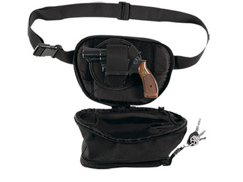 Bulldog BD850 Fanny Pack Small Handgun Holster Black Water-Resistant Nylon, Fits Up To 50" Waist, Ambidextrous