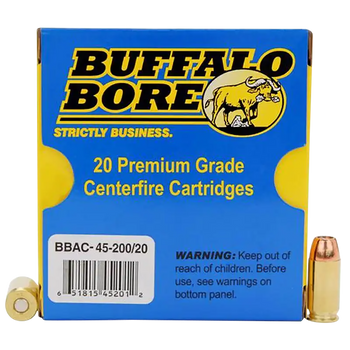Buffalo Bore Ammunition 4520020 Personal Defense Strictly Business 45ACP +P 200gr Jacket Hollow Point 20 Per Box/12 Case                                                                                