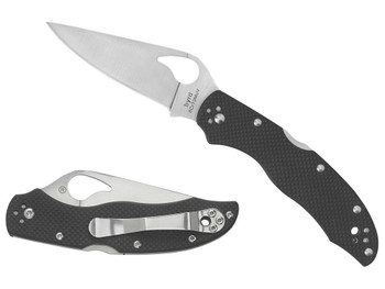 Spyderco BY01GPS2 Harrier 2 3.39" Folding Drop Point Part Serrated Stonewashed 8Cr13MoV SS Blade, Black Textured G10 Handle, Includes Pocket Clip