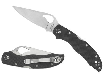 Spyderco BY01GPS2 Harrier 2 3.39" Folding Drop Point Part Serrated Stonewashed 8Cr13MoV SS Blade, Black Textured G10 Handle, Includes Pocket Clip